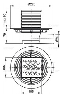 Душевой трап AlcaPlast 105х105/50 подводка боковая  гидрозатвор мокрый (APV102) APV102