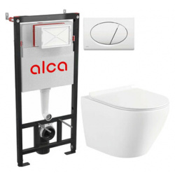 Комплект унитаза Selena Circulo с инсталляцией AlcaPlast  кнопка белая сиденье микролифт (C001WG/M70) 123 0592