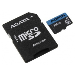 Карта памяти A DATA 256GB microSDXC Class 10 UHS I A1 100/25 MB/s (SD адаптер) (AUSDX256GUICL10A1 RA1) AUSDX256GUICL10A1 RA1