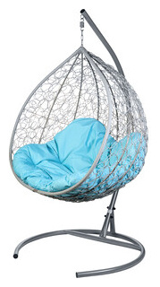 Двойное подвесное кресло BiGarden Gemini promo gray голубая подушка 