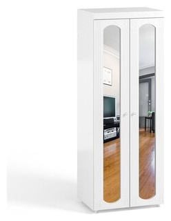 Шкаф для одежды ОЛМЕКО Афина АФ 48 с зеркальными дверьми  белое дерево OLMP002409