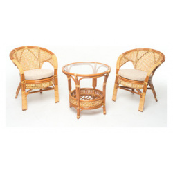 Комплект для отдыха Vinotti 02/15  2 кресла+стол коньяк Материал натуральный