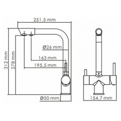 Смеситель для кухни Wasserkraft с подключением фильтра  хром (A8317) A8317