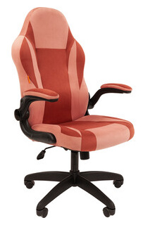 Кресло Chairman game 55 розововый/бордо велюр Т26/Т28 пластик черный (00 07115875) 7115875