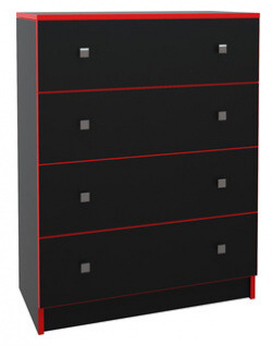 Комод МДК Black 4 ящика красный (BL  КМ2К) BL КМ2К Размеры