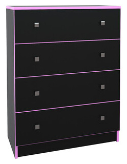 Комод МДК Black 4 ящика розовый (BL  КМ2Р) BL КМ2Р Размеры