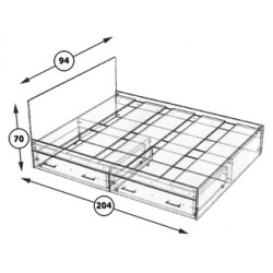 Кровать с ящиками СВК Стандарт 90х200 дуб сонома (1024241) 1024241