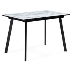 Стеклянный стол Woodville Агни 110(140)х68х76 мрамор белый / черный матовый 528558