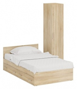 Комплект мебели СВК Стандарт кровать 120х200 с ящиками  пенал 45х52х200 дуб сонома (1024350) 1024350