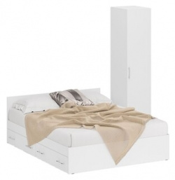 Комплект мебели СВК Стандарт кровать 160х200 с ящиками  пенал 45х52х200 белый (1024276) 1024276