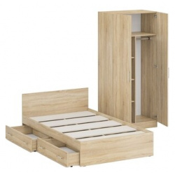 Комплект мебели СВК Стандарт кровать 120х200 с ящиками  шкаф 2 х створчатый 90х52х200 дуб сонома (1024351) 1024351