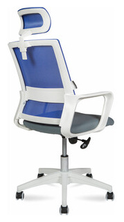 Офисное кресло NORDEN Бит 815AW AF01 T58 белый пластик / синяя сетка темно серая ткань