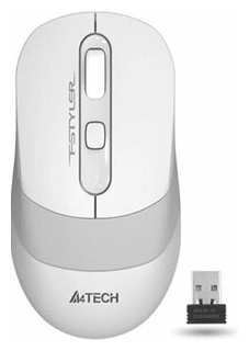 Мышь беспроводная A4Tech Fstyler FG10S white/grey (USB  оптическая 2000dpi 3but silent) (FG10S WHITE) WHITE