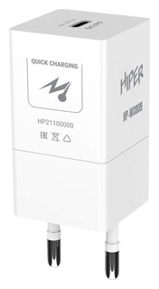Сетевое зарядное устройство (СЗУ) Hiper HP WC009 3A PD+QC универсальное белый Т