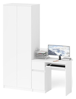 Комплект СВК Мори Стол компьютерный МС 1 левый + Шкаф МШ800  цвет белый 1026127 Т