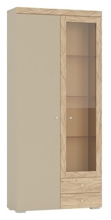 Шкаф 2 х дверный со стеклом и двумя ящиками Гранд Кволити 6 87002 (ПАЛЕРМО) / Дуб Крафт Золотой Капучино МДФ мадейра (ML876879644) ML876879644