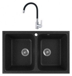 Кухонная мойка и смеситель GreenStone GRS 15 308 Haiba HB70112 7 черная +