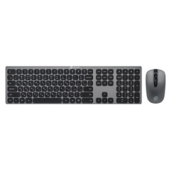 Клавиатура + мышь Oklick 300M клав:серый мышь:серый/черный USB беспроводная slim (1488402) 1488402