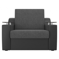 Кресло кровать АртМебель Сенатор рогожка серый экокожа черный (80) 106498