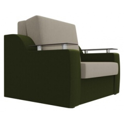 Кресло кровать АртМебель Сенатор микровельвет бежевый/зеленый (60) 100689