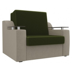 Кресло кровать АртМебель Сенатор микровельвет зеленый/бежевый (60) 100692