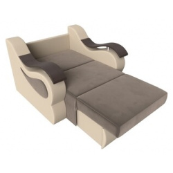 Кресло кровать АртМебель Меркурий велюр коричневый экокожа бежевый (60) 105485