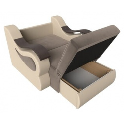 Кресло кровать АртМебель Меркурий велюр коричневый экокожа бежевый (60) 105485