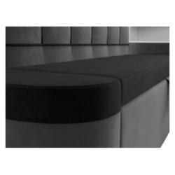 Кухонный угловой диван АртМебель Тефида велюр черный серый правый угол 107514