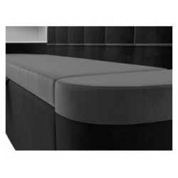 Кухонный угловой диван АртМебель Тефида велюр серый черный левый угол 107513L