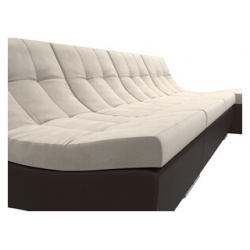 Угловой модульный диван АртМебель Монреаль микровельвет бежевый экокожа коричневый 111505