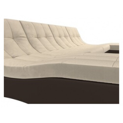 АртМебель П образный модульный диван Монреаль микровельвет бежевый экокожа коричневый 111555