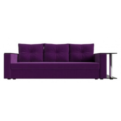 Прямой диван Лига Диванов Атланта Лайт со столом микровельвет фиолетовый правый (112485R) 112485R