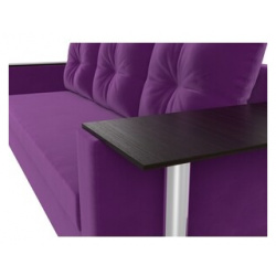 Прямой диван Лига Диванов Атланта Лайт со столом микровельвет фиолетовый правый (112485R) 112485R