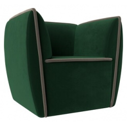 Кресло Лига Диванов Бергамо велюр зеленый\коричневый (111983) 111983