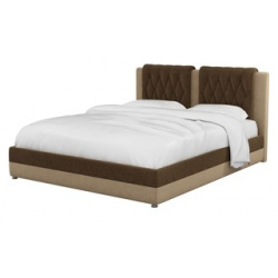 Интерьерная кровать Мебелико Камилла микровельвет коричнево бежевый 101310