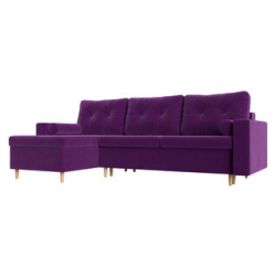 Угловой диван Мебелико Белфаст микровельвет фиолетовый левый угол 28731L