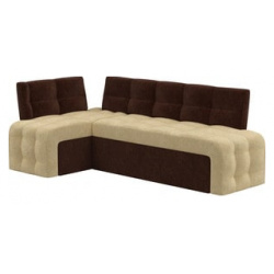 Кухонный угловой диван Мебелико Люксор микровельвет (бежево/коричневый) угол левый 28604L