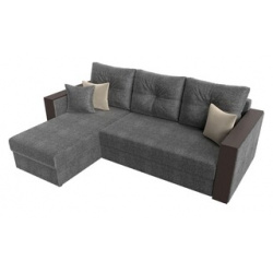 Угловой диван Мебелико Валенсия рогожка серый левый угол 29075L