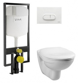 Комплект унитаза Vitra Normus унитаз с сиденьем + инсталляция кнопка белая (9773B003 7201) 9773B003 7201