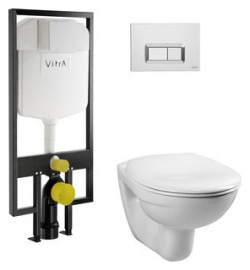Комплект унитаза Vitra Normus унитаз с сиденьем микролифт + инсталляция кнопка хром (9773B003 7200) 9773B003 7200