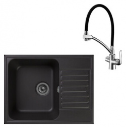 Кухонная мойка и смеситель GranFest Quarz GF Z13  Lemark Comfort LM3070C с сифоном черная