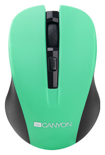Мышь Canyon CNE CMSW1G  цвет зеленый беспроводная 2 4 Гц DPI 800/1000/1200 3 кнопки и колесо прокрутки прор (CNE CMSW1G)