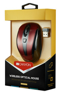 Мышь Canyon цвет  черный/красный беспроводная 2 4 Гц регулируемый DPI 800/1000/1600 6 кнопок прорезиненное по (CNR MSOW06R) CNR MSOW06R