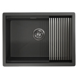 Кухонная мойка Granula KS 6045U с дозатором и ролл матом  черный матовый