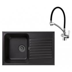 Кухонная мойка и смеситель GranFest Quarz GF Z78  Lemark Comfort LM3070C с сифоном черная