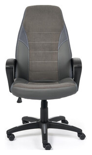 Кресло TetChair Inter кож/зам/флок/ткань  серый/металлик C 36/29/TW 12 15029