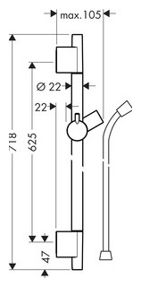 Душевая штанга Hansgrohe Unica S Puro 65 см с шлангом (28632000) HG28632000