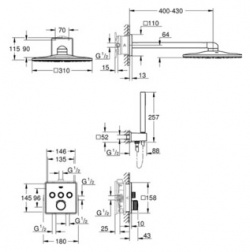 Душевая система Grohe Grohtherm SmartControl с термостатом  верхний душ 2 режима (34706000) 34706000