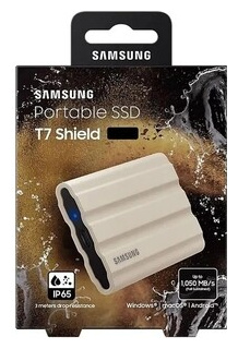 Внешний накопитель SSD Samsung Original USB C 1TB MU PE1T0K/WW Shield T7 1 8 бежевый 8"