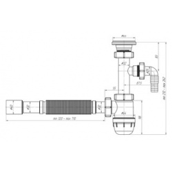 Сифон для раковины АНИ пласт Юнг 1 1/4х32 c отводом стиральной машины  с гибкой трубой 32х32/40 (BM1315) BM1315